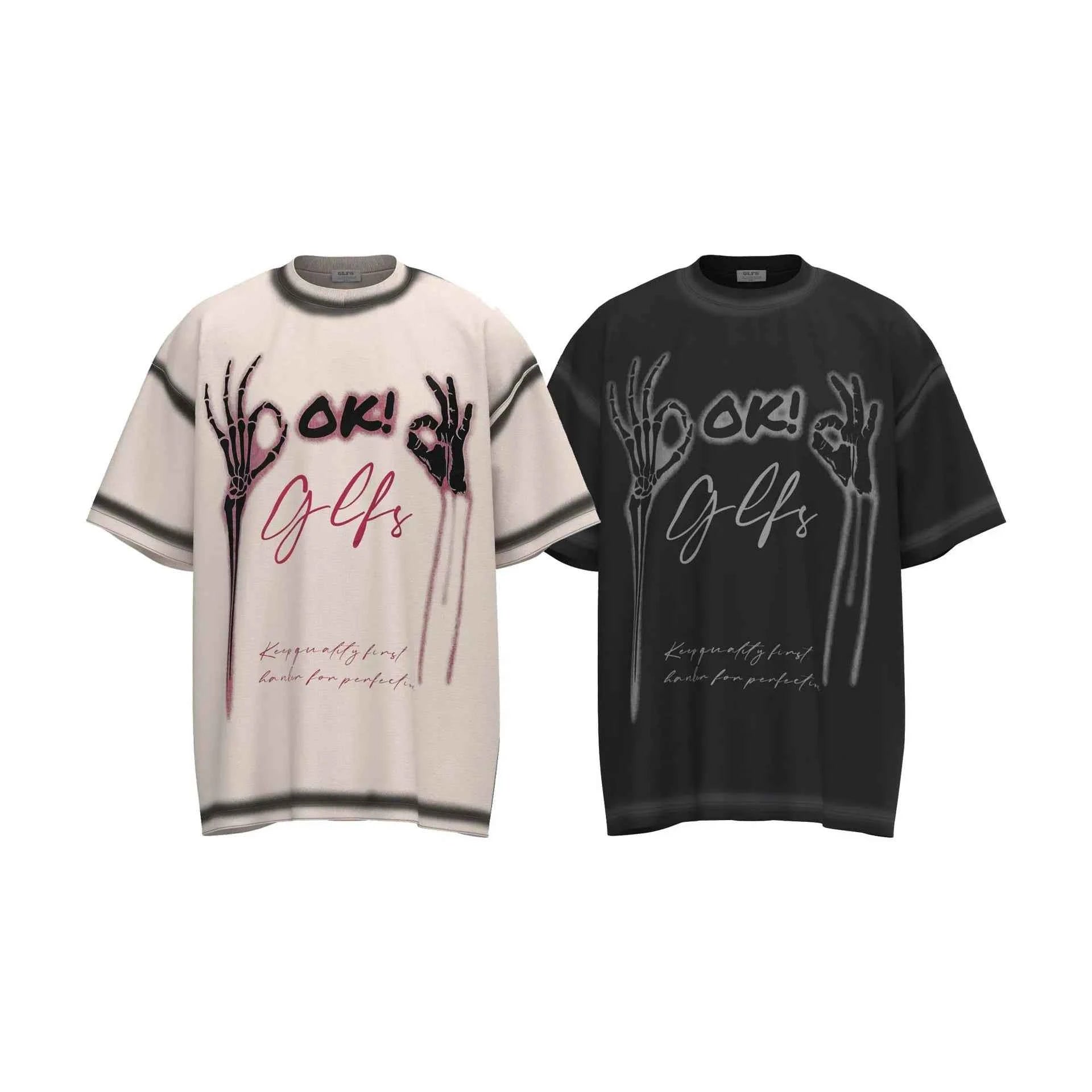 Black Lining Skeleton Hands Graphic T-Shirt