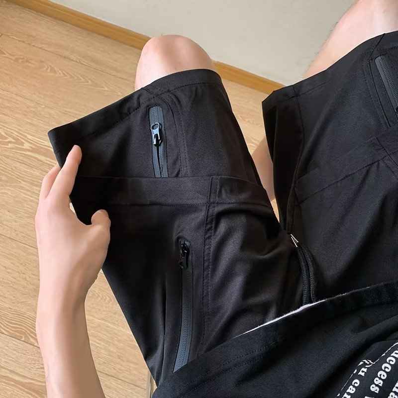 Multi Zipper Style Elastic Waist Shorts