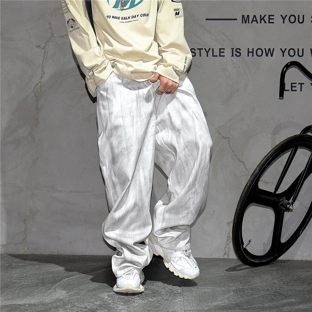 Distressed Dirty White Baggy Pants