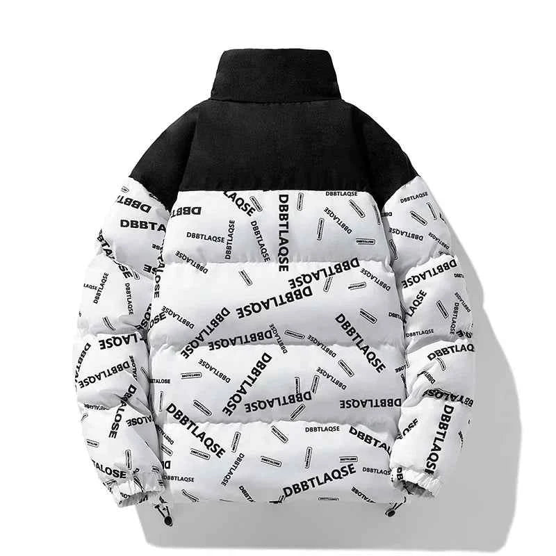 Writing Style Two Tone Zipper Padded Jacket