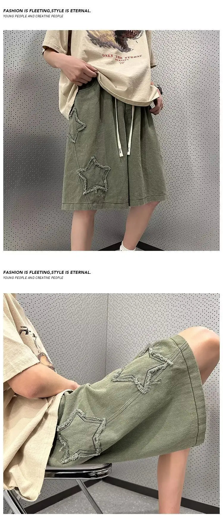 Pentagram Star Embroider Shorts