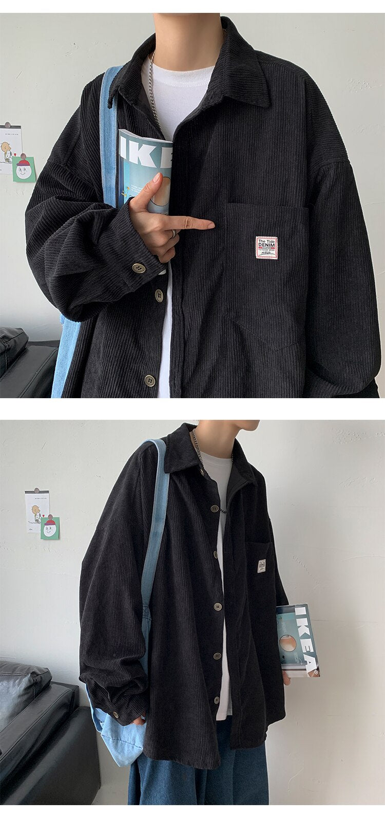 Corduroy Velvet Collar Shirt