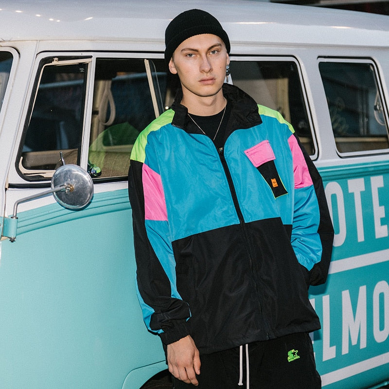 Multi Color Block Patchwork Pocket Jacket