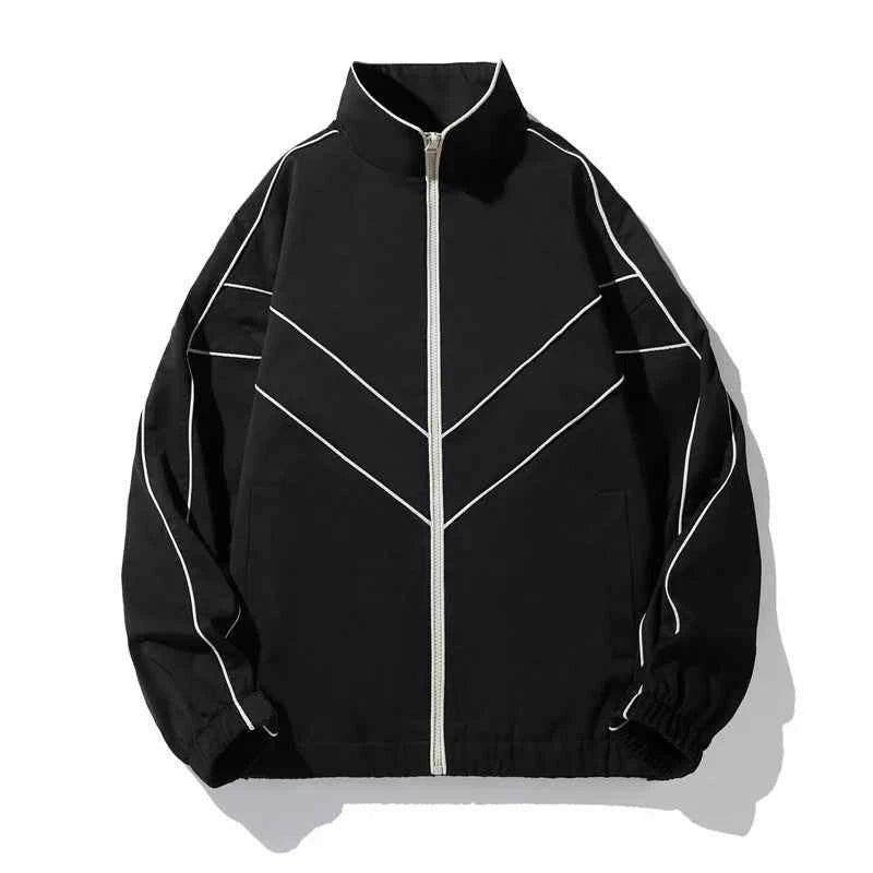 Striped White Lining With Rib sleeve Style Jacket