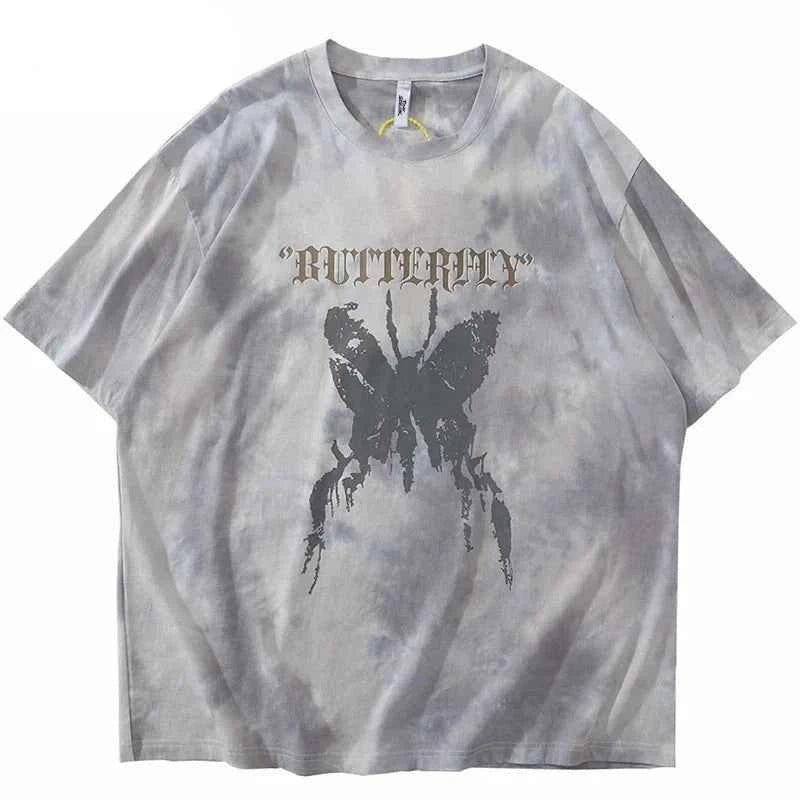 Tie Die Butterfly Graphic Loose T-Shirt
