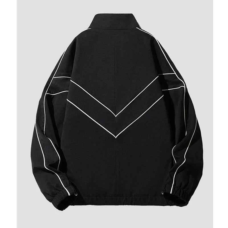 Striped White Lining With Rib sleeve Style Jacket
