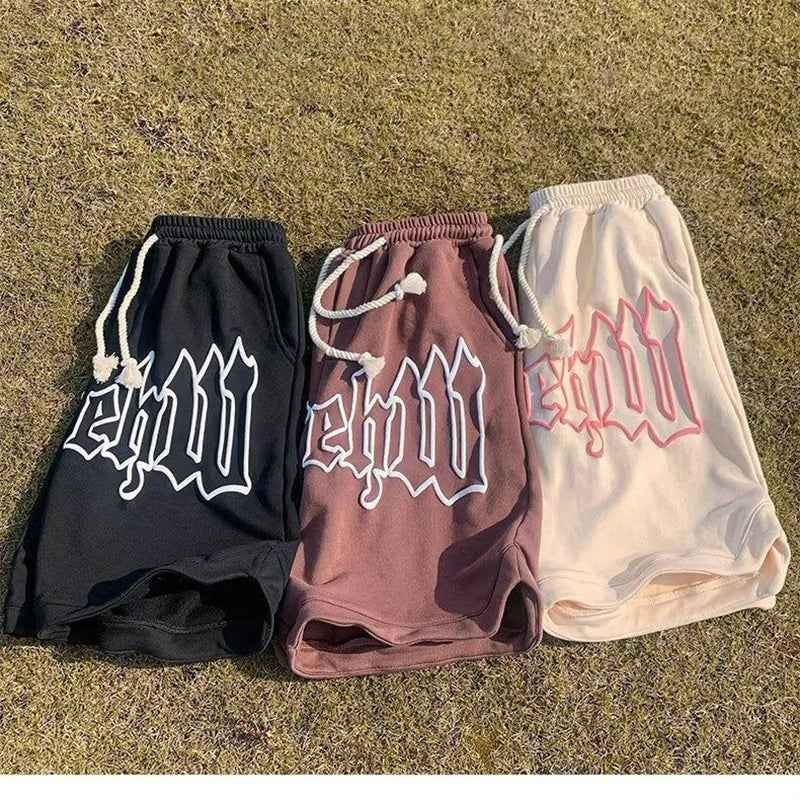 Drawstring Letter Printing Casual Loose Shorts