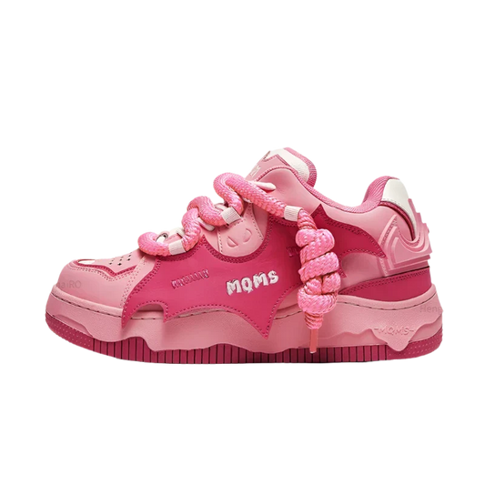 Side profile of Moms Velzard Moer shoes showing the layered bandage wrap detail