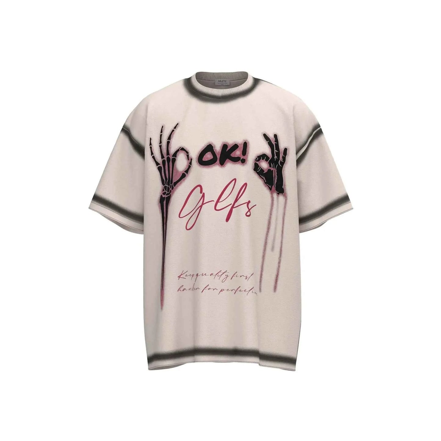 Black Lining Skeleton Hands Graphic T-Shirt