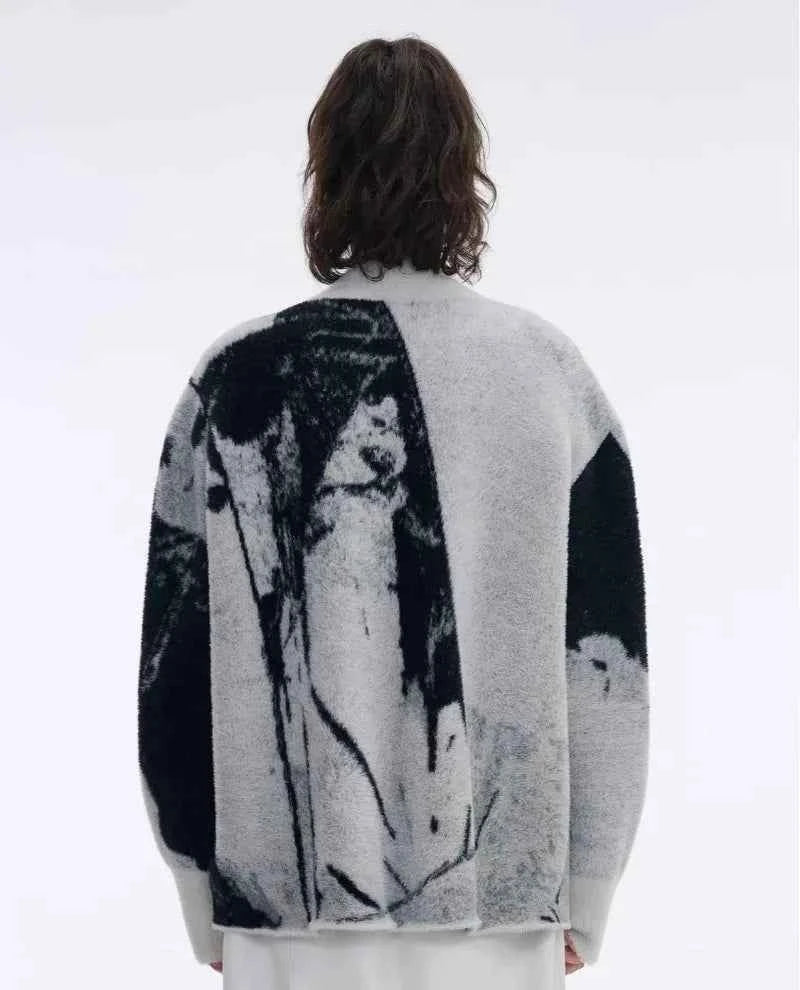 Elegant Relaxed Fit Contrast Color Knitted Sweater - Luxury Minimalist Colorblock Knit