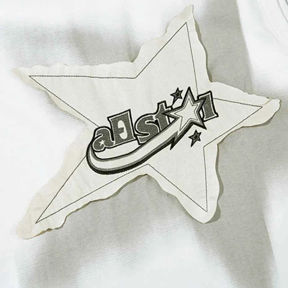 Star Patchwork Streetwear Oversized Vest
