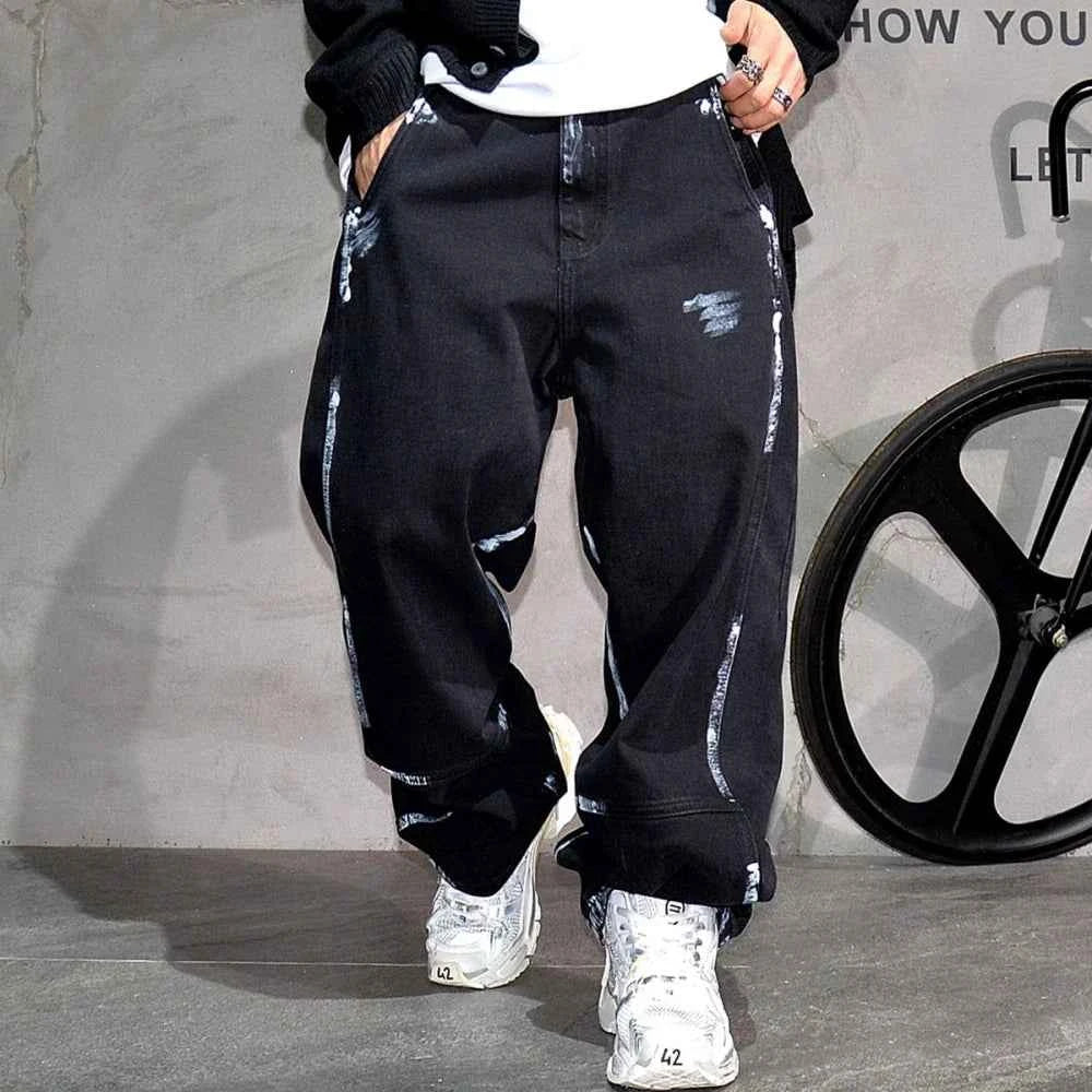 Ebony Black Splash Paint Style Pants