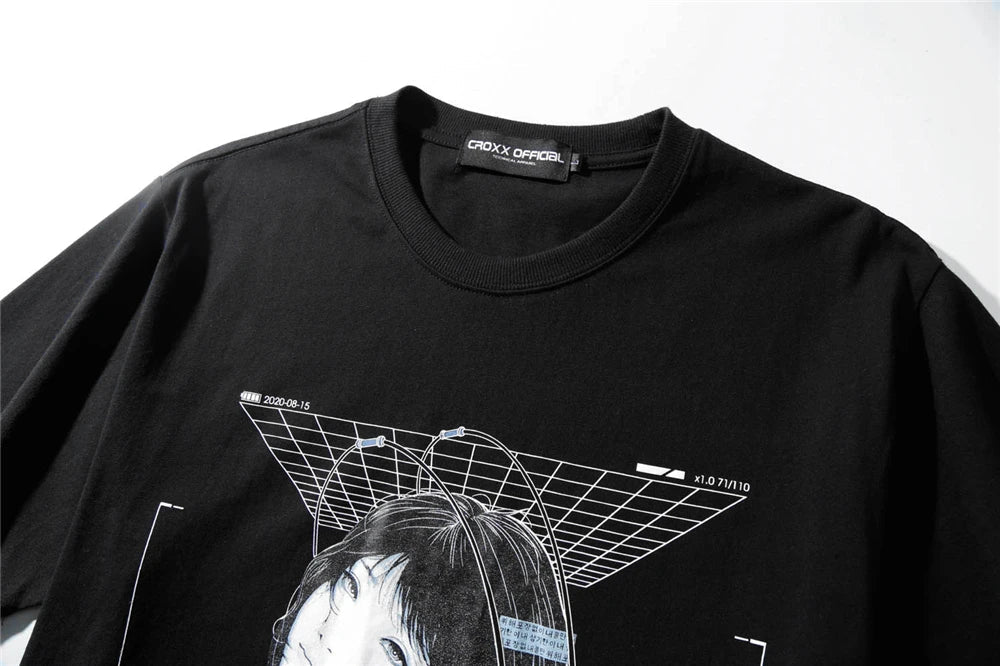 Streetwear Robotic Anime Girl Loose T-Shirt