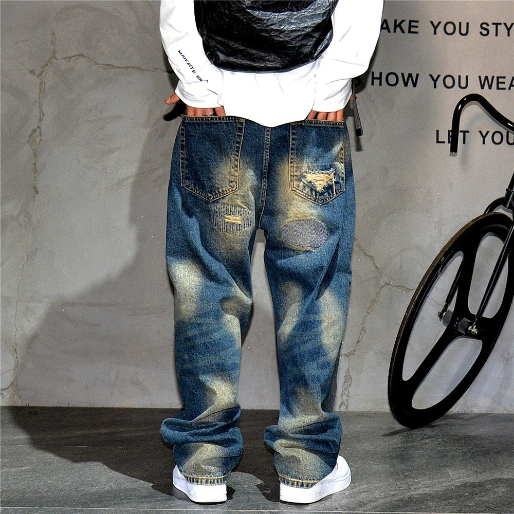 AM26 Ripped Patch Washed Jeans