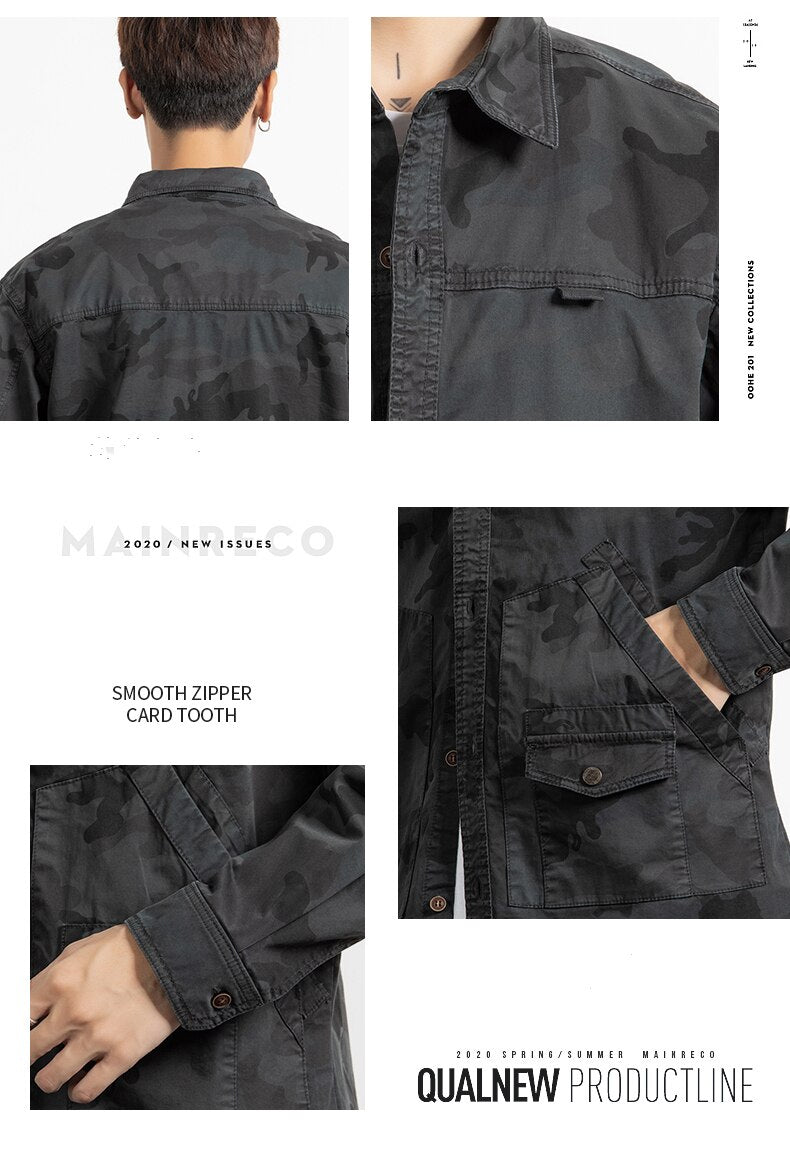 Classic Safari Camo Style Patch Pocket Jacket