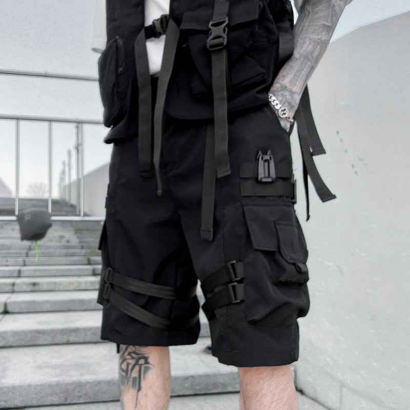 Techwear Multi Pocket Buckles Cargo Shorts