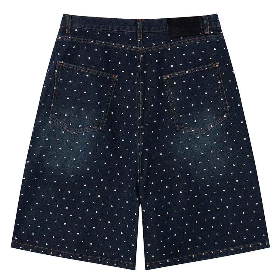 Streetwear Unisex Pearl Denim Shorts