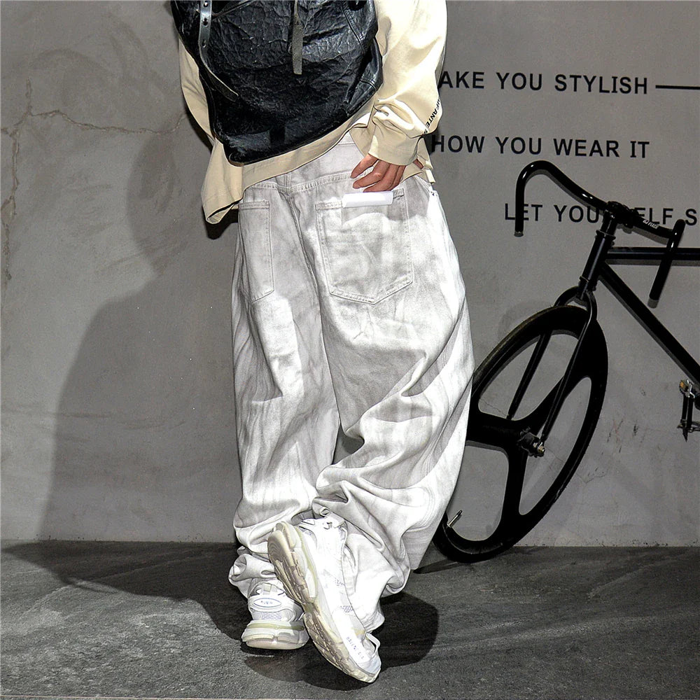 Distressed Dirty White Baggy Pants