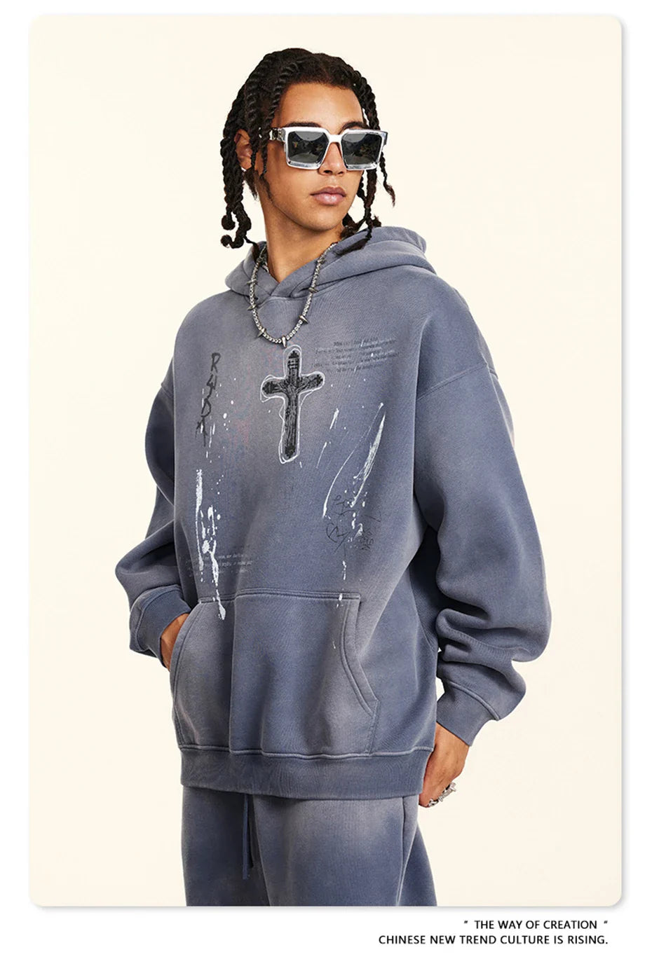 Crucifix Cross Graphic Pullover Hoodie