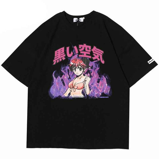 Japanese Anime Fire Girl T-Shirt