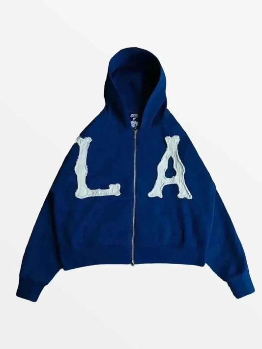 Zip-Up Hoodie La Unisex - 420GSM Heavyweight "Los Angeles" Vintage Boxy Full-Zip