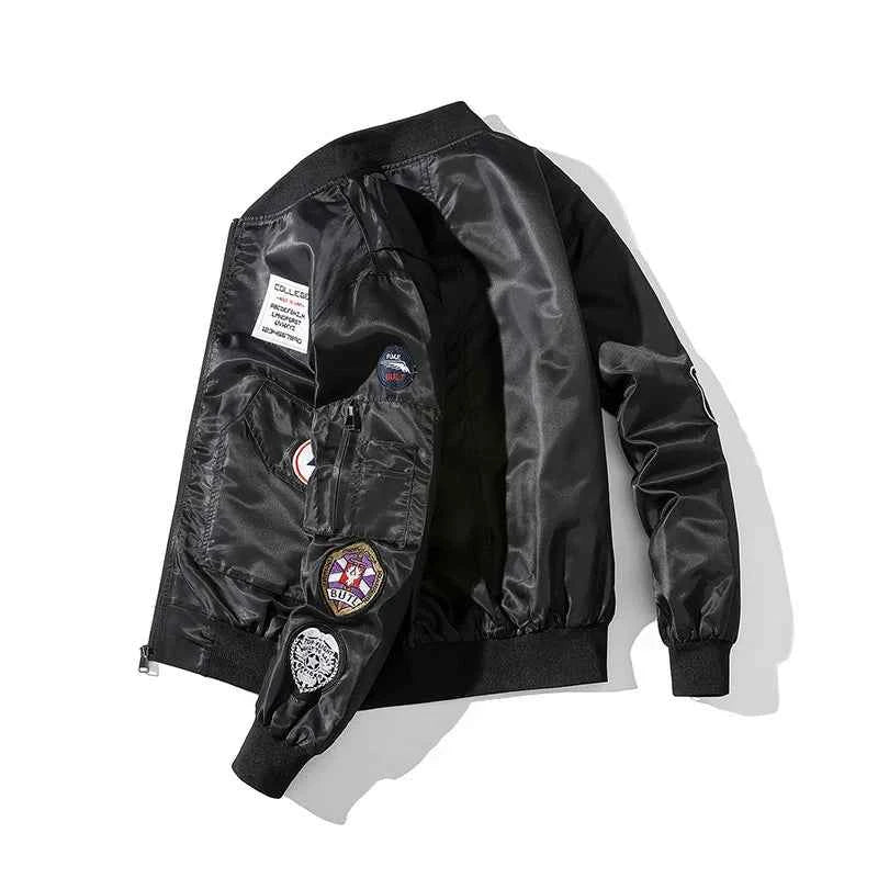 Retro Letter Embroidered Elastic Waist Jacket