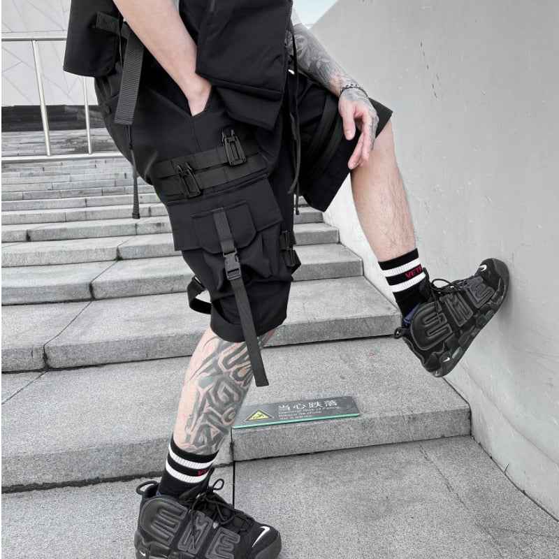 Techwear Multi Pocket Buckles Cargo Shorts