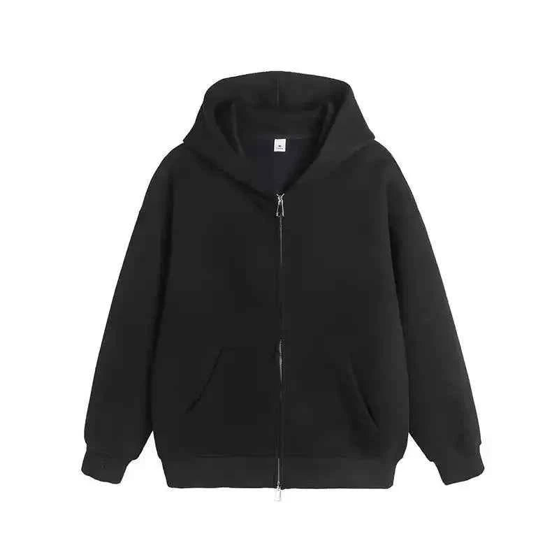 Plain Color Double Zipper Hoodie