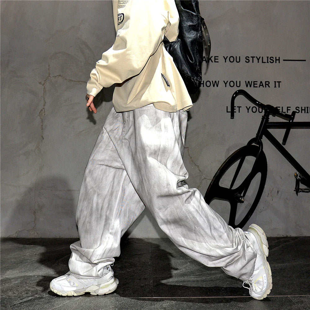 Distressed Dirty White Baggy Pants