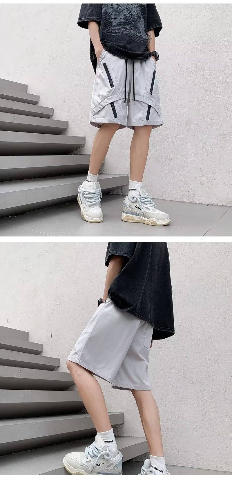 Multi Zipper Style Elastic Waist Shorts