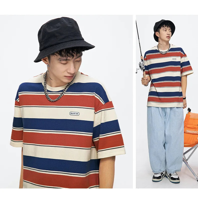 SQ2 Multi Striped Color Loose T-Shirt
