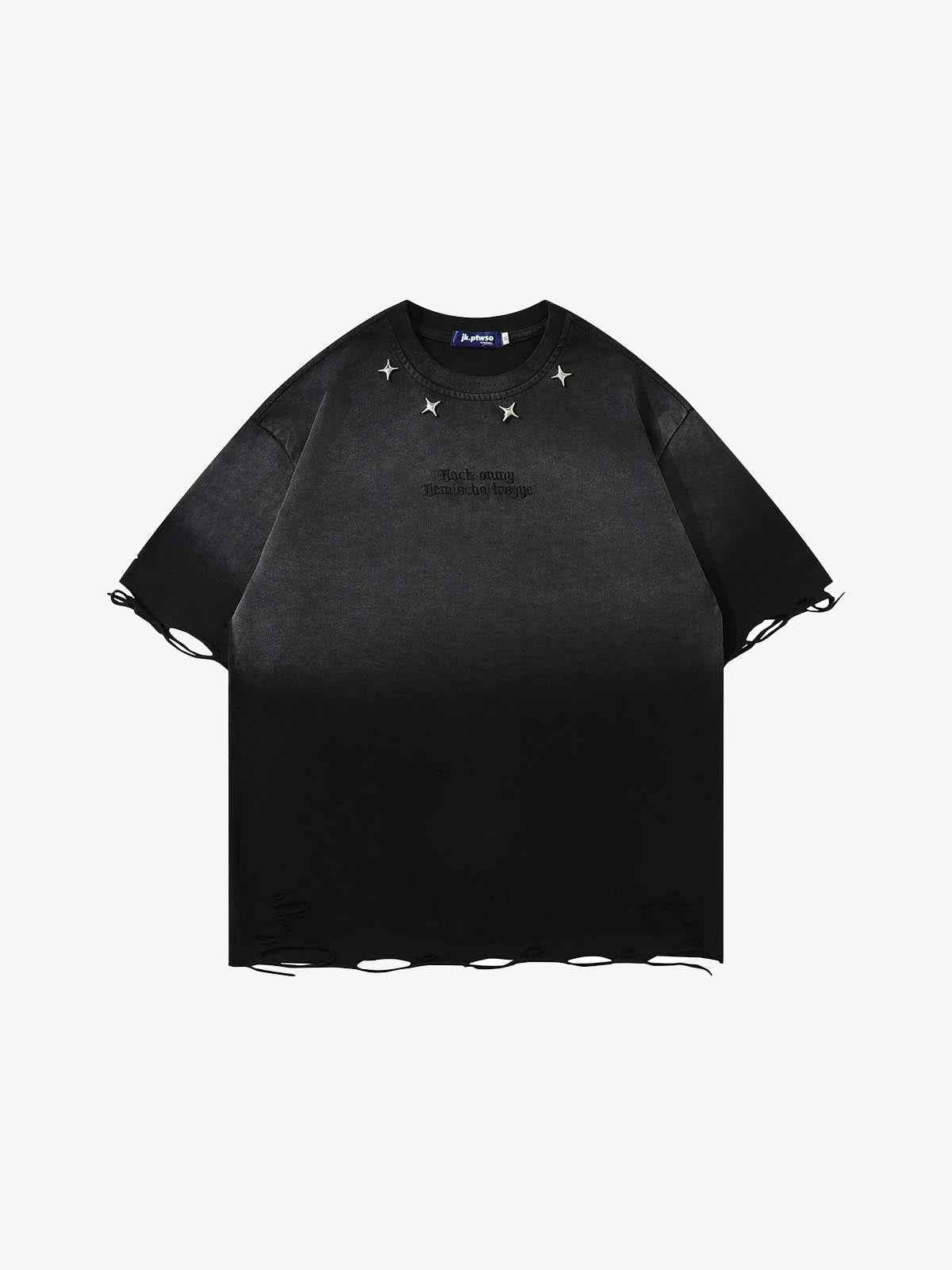 Tie-Die Metal Star Ripped T-Shirt