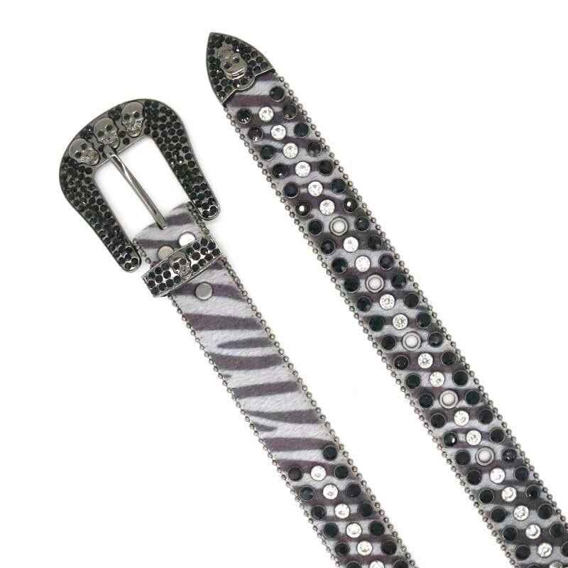 Skull Trio | Rhinestone Zebra Belt
