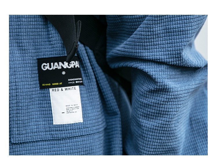 Corduroy Waffle Plaid Semi Collar Overshirt