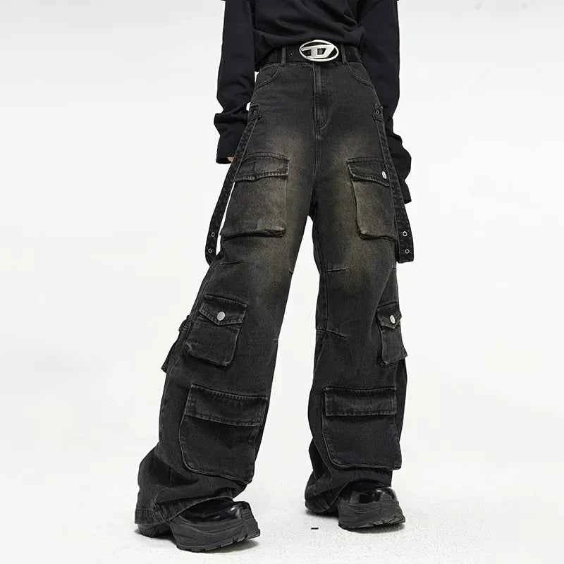 Washed Denim | Cargo Pants