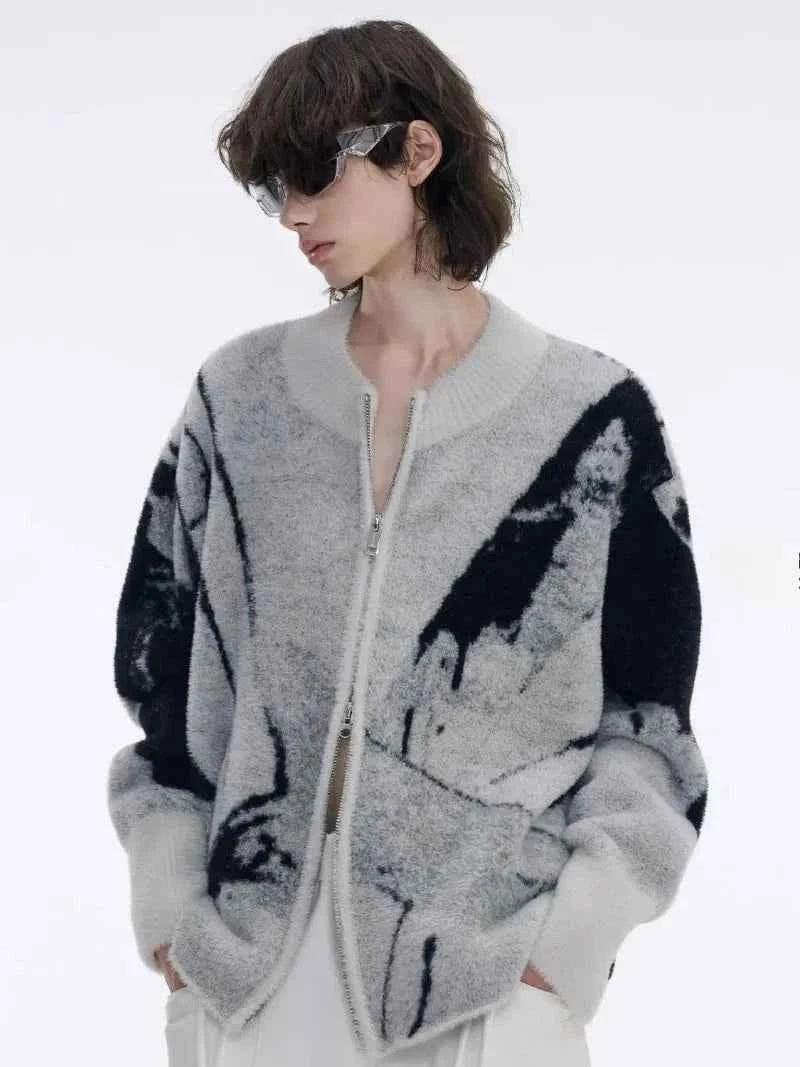 Elegant Relaxed Fit Contrast Color Knitted Sweater - Luxury Minimalist Colorblock Knit