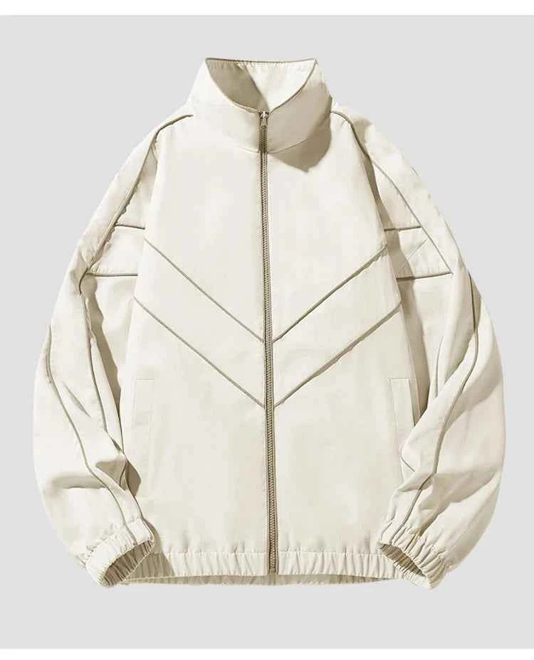 Striped White Lining With Rib sleeve Style Jacket
