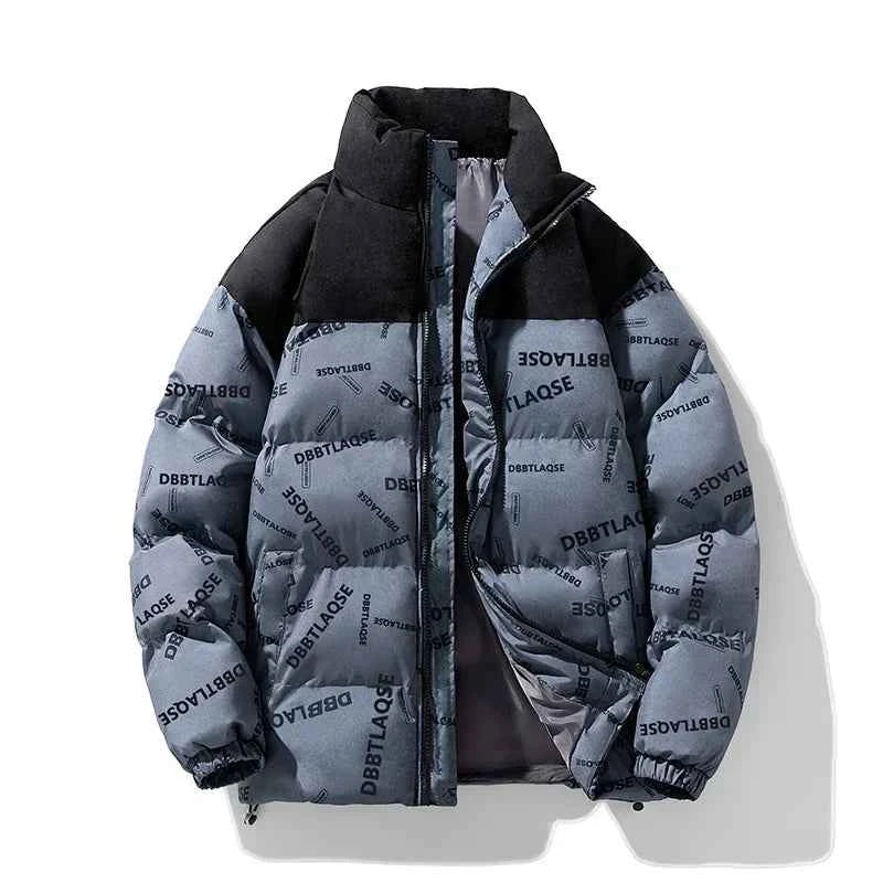 Writing Style Two Tone Zipper Padded Jacket