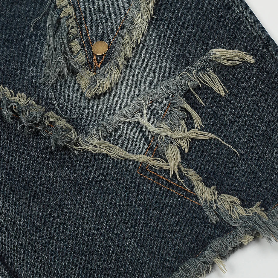 Blue Denim Tassel Star Shorts