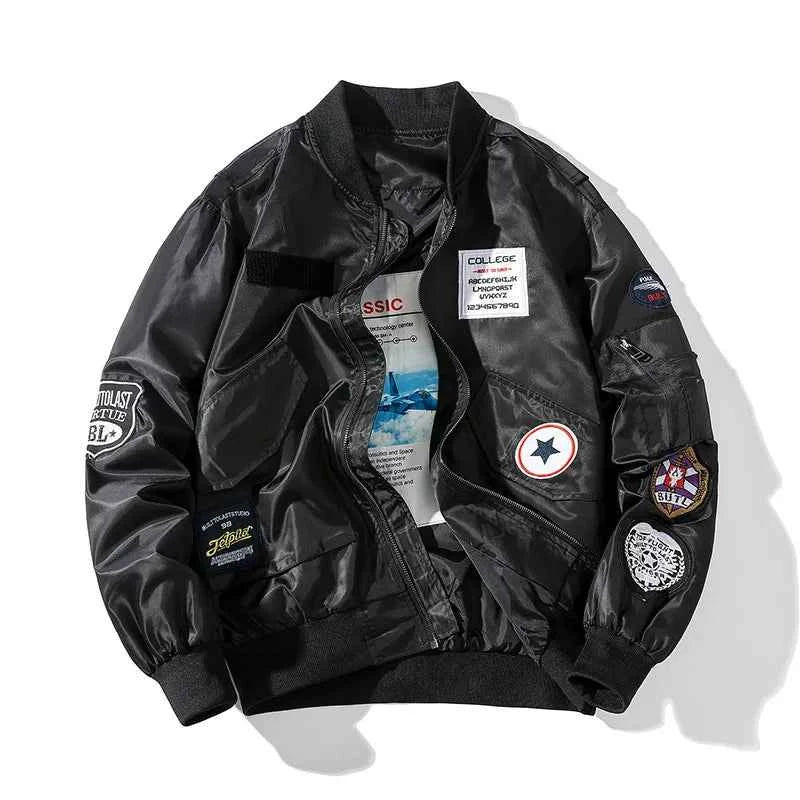 Retro Letter Embroidered Elastic Waist Jacket