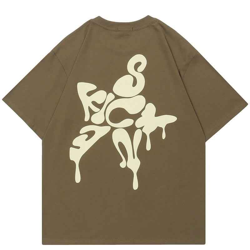 Star Shape Melting Letter Graphic T-Shirt