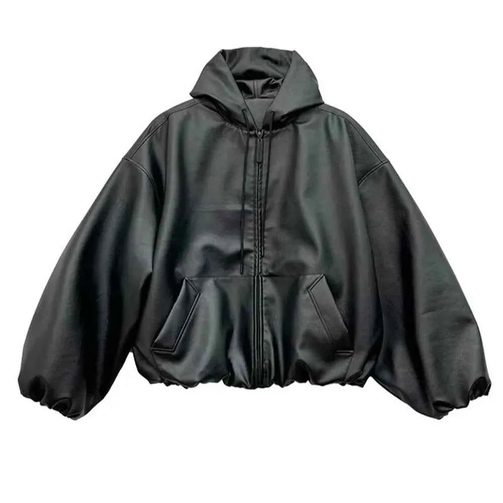 PU Leather Loose Black Jacket