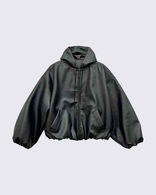 PU Leather Loose Black Jacket