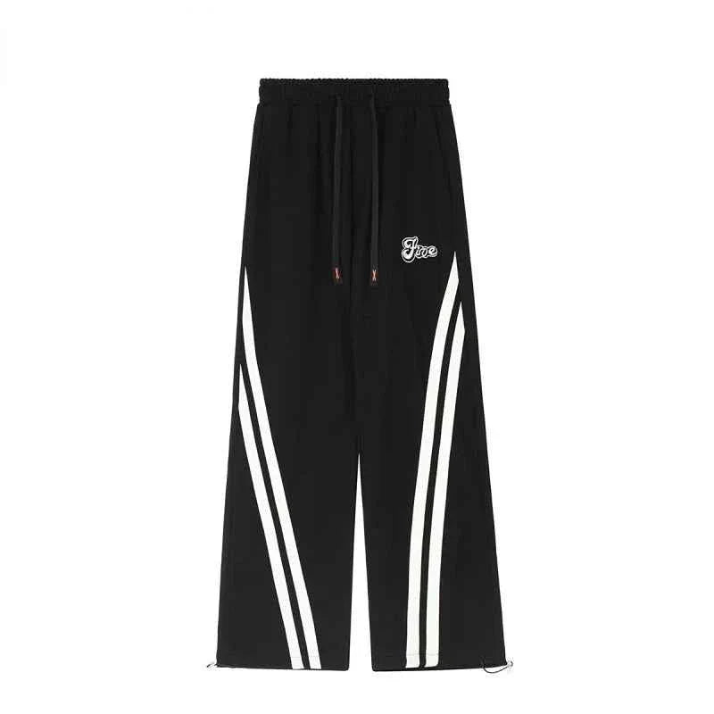 Streetwear Oversize Striped Jogging Sweatpants - Women’s Straight-Leg Baggy Tracksuit Bottoms