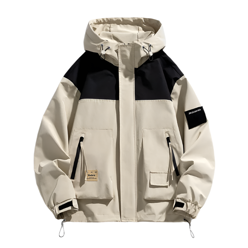 High Neck Two Tone Cargo Bomber Jacket
