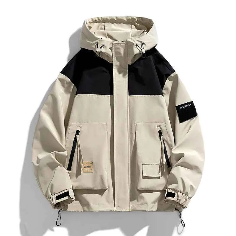 High Neck Two Tone Cargo Bomber Jacket