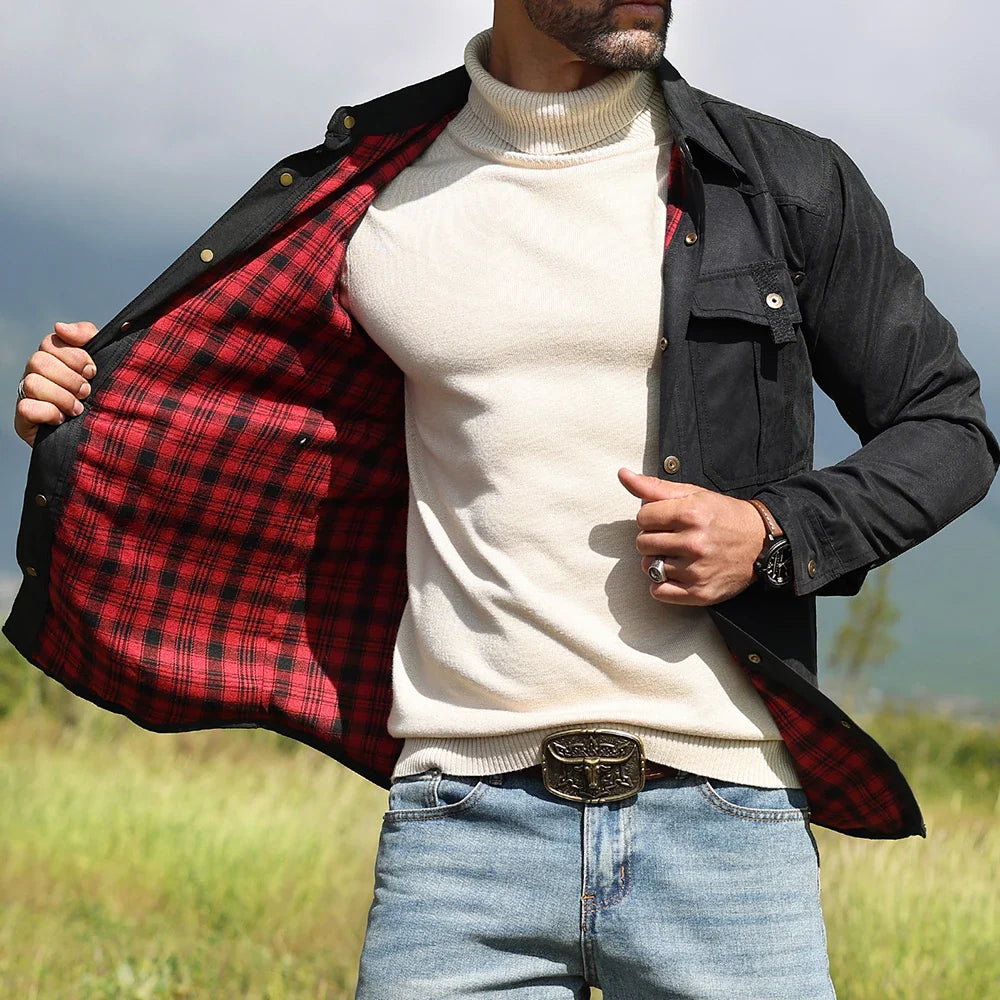 Flannel Lined Plaid Button-Up Jacket