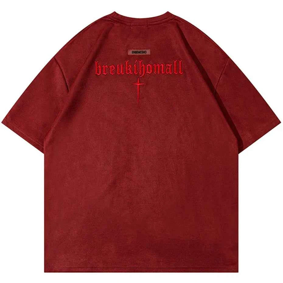 Suede Oversized Streetwear Tshirts