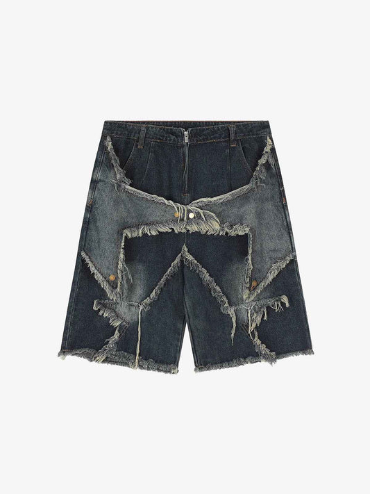 Blue Denim Tassel Star Shorts