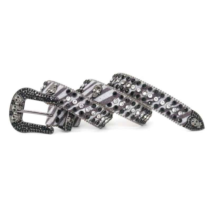 Skull Trio | Rhinestone Zebra Belt
